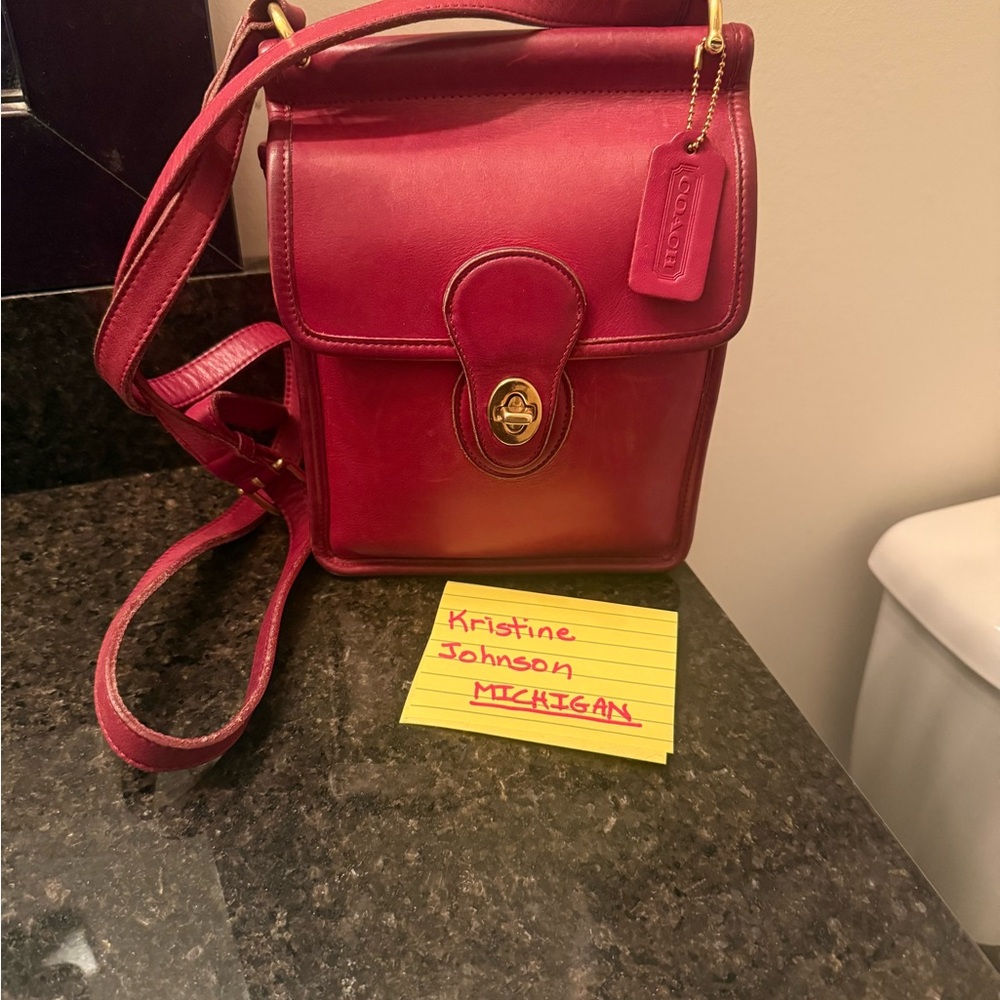 Coach Murphy Cherry Red Leather Crossbody Bag